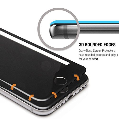 iPhone 7 Screen Protector, OrzlyÂ® 3D Pro-Fit Tempered Glass Screen Protector [Full Cover Screen Protector] for iPhone 7 â€“ BLACK [3D Curved Edges For Seamless Fit]