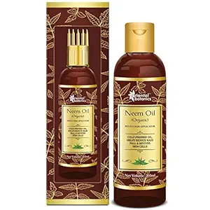 Oriental Botanics Organic Neem Oil for Hair and Skin Care - With Comb Applicator, 200 ml with Pure Neem Oil for Healthy Skin & Hair | Cruelty Free & Vegan | No Mineral Oils