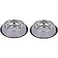HOME BARGAINS Naaz Pet Anti Skid Stainless Steel Bowl For Feeding Small Dogs Cats And Kittens (Silver, 200 Ml X 2)-Set Of 2,?18 cm,H_6 cm,W_18 cm