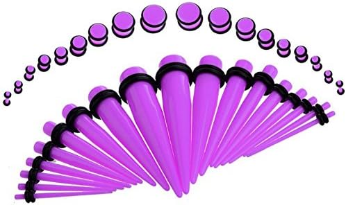 SROVFIDY Ear Stretchers Starter Kit 36PC Taper Kit with Plugs Double O-rings 14G-00G Stretching