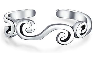 BLING JEWELRY Personalized Open Spiral Pinky Midi Filigree Celtic Scroll Swirl Toe Ring For Women Teen Oxidized .925 Silver Sterling Adjustable Customizable
