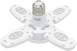 ERYUE Ampoule LED,Plafonniers de garage à LED - 38W 6000LM 6500K E27/E26 Plafonniers de garage à LED avec 4 panneaux réglables pour garages, atelier, intérieur, extérieur, atelier et entrepôt, zone co