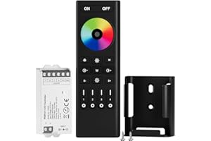 BTF-LIGHTING 5050SMD FCOB COB RGBCCT RF Remote Control RC03RFB&C05RF Controller Kit 4-Zone RF 2.4GHz Wireless Remote Group Control for 6pin RGBCCT(+V R G B C W) LED Strips DC5V DC12V DC24V