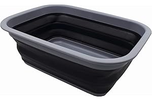 SAMMART Cestino pieghevole da 9,2 l, cestino portatile da picnic all'aperto, borsa per la spesa pieghevole, contenitore salvaspazio (grigio scuro/nero)