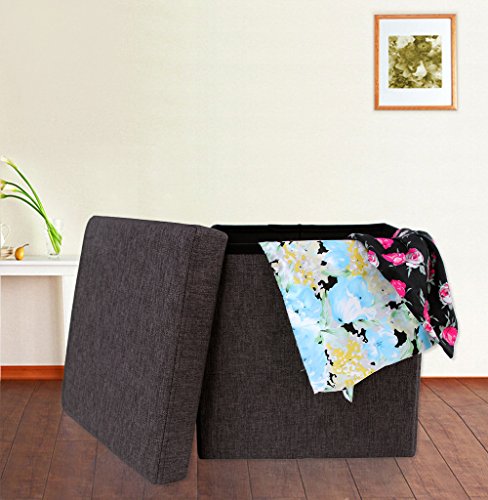 Songmics LSF27K Faltbarer Fußbank Aufbewahrungsbox belastbar bis 300 kg, Stoff, kaffeefarbe, 38 x 38 x 38 cm - 3