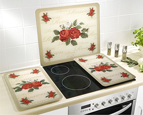 WENKO 2521447500 Herdabdeckplatte Universal Rosen – 2er Set, für alle Herdarten, Gehärtetes Glas, 30 x 1.8-4.5 x 52 cm, Mehrfarbig - 6