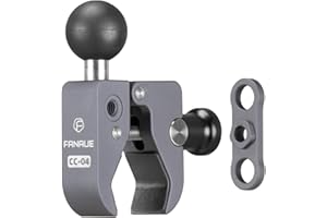 FANAUE CC-04F Base de serrage de guidon avec adaptateur à bille de 1" pour guidon de moto de 13 à 52 mm de diamètre - Compatible avec RAM Mount B - Bras à double socle