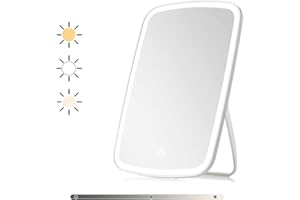 Ansuoda Kosmetikspiegel mit Beleuchtung Wiederaufladbarer, 3 Farblichter Schminkspiegel Mit Beleuchtung, Tragbarer Reisen Kosmetik Spiegel für Zuhause Reise Schlafzimmer Schminktisch