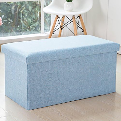 LI JING SHOP - Foldable Storage Stool, Storage Stool, For Shoe Stool, Covered Linen Simple Cloth Finishing Box / Can Sit Bench Stool ( Color : Light blue )