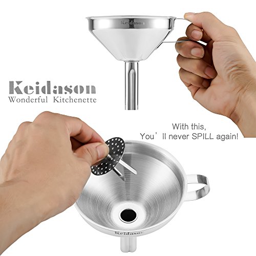 Keidason Edelstahl Küche Trichter mit Abnehmbarer Filter für den Transport von Flüssigkeiten & Fluid, Hinzufügen von Zutaten, Konfitüren und Marmeladen zu Lagerbehälter (10cm) - 4