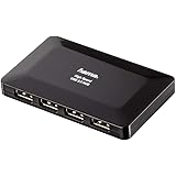 Hama USB 2.0-Hub 4-fach Adapter (Splitter mit 4 Ports, externer USB-Verteiler mit Netzteil USB-Kabel für PC, Notebook, Laptop
