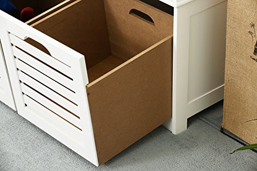 Orolay Moderne Schuhtruhe Sitzkommode Mit 3 Körben Sitzbank Schuhschrank Weiß - 5