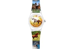 Pacific Time Kinder Armbanduhr Mädchen Jungen Kinderuhr Fotouhr Pferde Uhr analog Quarz