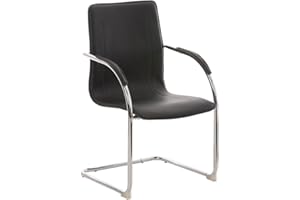 CLP Chaise de Salle à Manger Melina Similicuir I Chaise Cantilever pour Zone d'Attente ou Conférence avec Accoudoir I Chaise Confortable de Cuis, Couleur:Noir