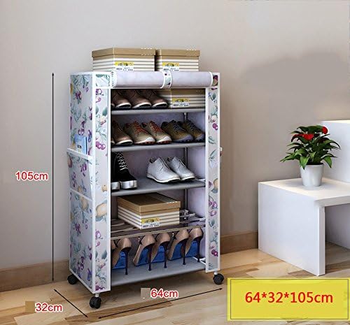 Home to strengthen the mobile dustproof simple shoe rack stainless steel multi-layer sunscreen balcony Oxford cloth shoe cabinet disassembly combination ( Color : Gray )
