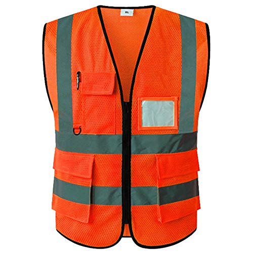 Preisvergleich Produktbild Warnweste für Herren Reflektierende Weste - High Visibility Sicherheitsausrüstung für Laufen Walking Jogging Radfahren Sicherheitsweste Outdoor Arbeitsweste (Color : Orange)