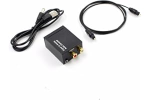 Cikuso Convertidor de audio digital a analogico Decodificador de senal de fibra optica Senal coaxial a analogico Adaptador de audio estereo 3.5MM Jack 2 * RCA