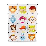 VENKON – Kinderzimmer Steckschrank DYI Steckregal System Regalschrank: 12-Module-Set, blau - 4