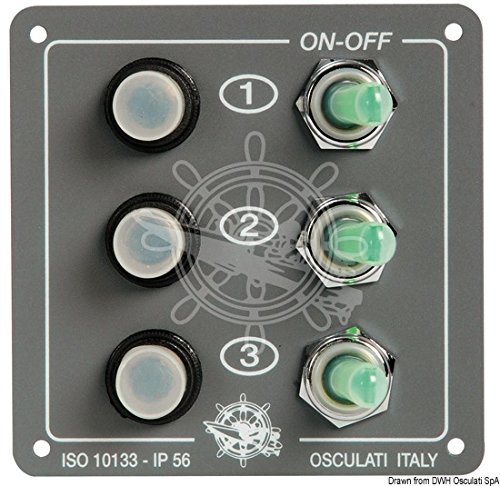 Preisvergleich Produktbild Osculati Schaltafel 3 Schalter m. Rückstellvorrichtung