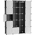 SONGMICS Guardaroba Modulare, Armadietto Fai da Te, Scaffale a 5 Ripiani 4 Righe con Scomparti a Cubo, Mobiletto in Plastica,