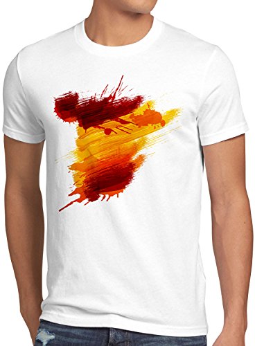 CottonCloud Flagge Spanien Herren T-Shirt Fußball Sport Spain WM EM Fahne, Größe:L, Farbe:Weiß