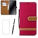 Produktbild Handyhülle Samsung Galaxy j4 2018 Hülle LaiXin Tasche Schutzhülle Handy Cover Handytasche Flip Case Book Style [Stoff Bezug und PU leder] mit Kreditkartenhaltern, Standfunktion +Eingabestift Touchstift+Displayschutz-Rot