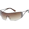 YAMEIZE Trendy Rimless Y2K Wraparound Sunglasses - for Women Men Stylish Frameless Oversized Wrap Around Glasses Cycling Sport Shopping Outdoor…