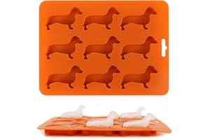 EPOKUS Bandejas de Cubitos Hielo de Silicona con Forma de Perro Salchicha, Bandeja de Silicona para Hacer Cubitos, Molde para Regalos Para Perros Salchicha, Chocolate Velas Crayones Decoración, Navidad