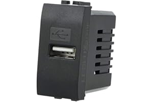 LEDLUX Caricatore USB 5V 2,1A Compatibile Con Bticino Living Light,Presa USB Da Parete Per Scatola 503 504 505 Fast Charge (Nero)