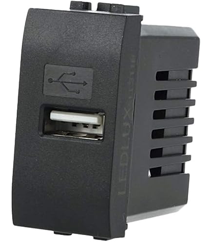 Presa USB 3,1A 2 Porte (USB-A + USB-C) Nera Compatibile Bticino Living