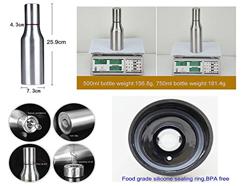 Trenta Küche Edelstahl Öl Essig Kännchen/Liquid Zutatenspender, edelstahl, silber, 500 ml - 3