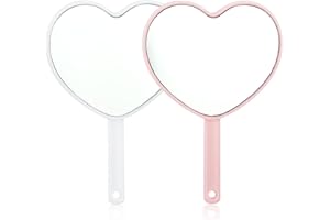 Qianyu Lot de 2 miroirs de maquillage de voyage avec poignée en forme de cœur - Miroir grossissant - Miroir double face - Pour sac à main, voyage, femme, maquillage quotidien - Saint-Valentin