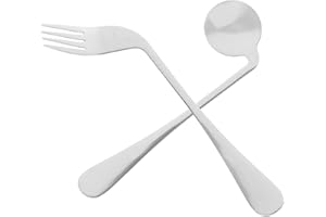FOMIYES Forchetta Angolata Cucchiaio Utensili Adattivi Posate Angolate Anti-Targing Forchetta Adattiva Ergonomica Per Bambino Adulto Paziente Anziano Alimentazione Indipendente (Direttiera)