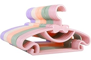 Sfesnid Lot de 30 Cintres Vêtements pour Enfants Bébés en Plastique de Stockage Cintres pour la Longueur de 29cm avec 10 Crochets