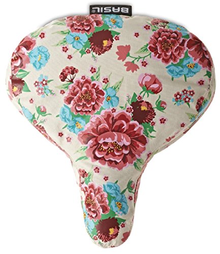 Basil Sattelbezug Regencover wasserabweisend Fahrrad Sattel Bezug Schonbezug, BaBez, Muster Bloom gardenia white