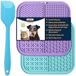 Feeding Mat for Dogs & Cats 2 Pack, Slow Feeder Mat for Dog Puzzle Toys, Pet Calming Dog Treat Mat Anxiety Relief Dog Cat Training, Perfect for Yogurt, Peanut Butter