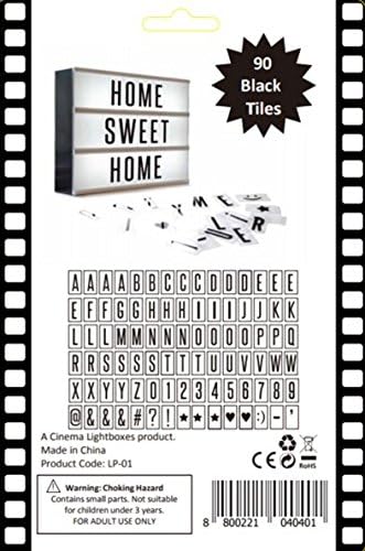90 ADDITIONAL BLACK LETTERS, Numbers and Symbols for your Cinematic Light Box. Extra letters mean extra fun for your wedding party decoration, vintage home feature or any promotional display sign.