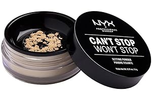 NYX Professional Makeup, Cipria in Polvere, Can't Stop Won't Stop Setting Powder, Polvere libera, Finish matte, Minimizza le zone lucide, Tonalità: Light Medium