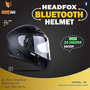 HEADFOX RTPR Smart Bluetooth N1 Motorbike Helmet (MATT- Raptor)