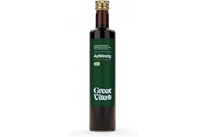 GREAT VITA GreatVita Vinaigre de cidre de pomme biologique, naturellement trouble et non filtré à la noix de vinaigre, 1 paquet de 500 ml