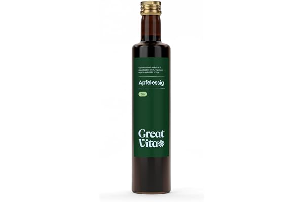 GreatVita Bio äppelcidervinäger, naturligt grumlig och ofiltrerad med vinägermor, 500 ml