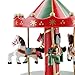 BXT Merry Go Round Music Box Wooden Carousel Multi-Colored 4-Horse Animated Figurine Desktop Playset Awesome Kids Xmas Birthday Presents