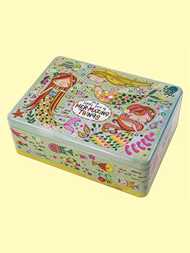 Scatola in latta rettangolare decorativa per bambini, motivo sirena