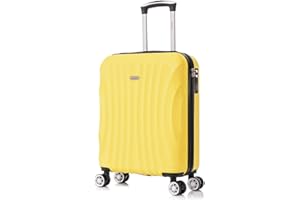 RAYKONG Maleta de Cabina ABS 55x40x20cm (44L) - Maletas de Viaje Pequeñas Ligeras 20 Pulgadas - Amarillo