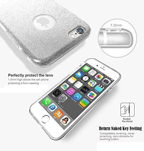 iPhone SE 5 5S Case, uianoÂ® Sparkling Premium [3 in 1 Layers Protection] Hybrid Glitter Bling Bling TPU phone Case Cover For iPhone SE 5 5S (Pink) [Lifetime Warranty]
