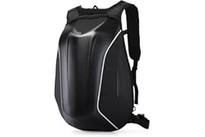Mjmoto Zaino da Moto in Fibra di Carbonio, Borsa Impermeabile da Uomo per Casco, Grande Capacità per Viaggi, Campeggio, Ciclismo, Nero