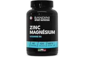 Bandini® Zinc Magnesium ULTRA | Complexe Zinc + Magnésium + Vitamine B6 | Complément avec Dosage Optimal | Facilite la prise de Masse et la Récupération Musculaire (120 unités (paquet de 1))
