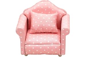 LATRAT Divano per casa delle bambole, 1:12, in miniatura, modello di stoffa, motivo floreale, divano, poltrona con cuscino, accessori, motivo floreale, mini mobili con cuscino per lo schienale (rosa)