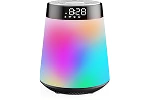Te-Rich Bluetooth Lautsprecher mit Licht Wecker Soundmaschine mit 30 beruhigenden Sounds & Schlaftimer, Touch Dimmbar Lampe und Nachtlicht Frauen Männer Mädchen Junge Kinder Teens