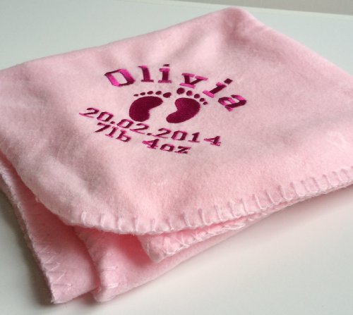 Personalised Pink Baby Blanket With Footprint Design